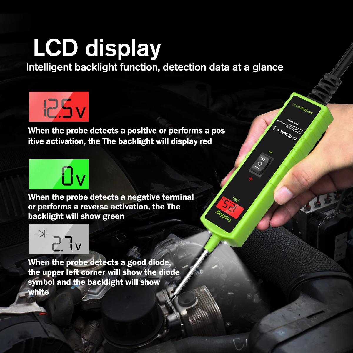 Topdiag P60 ڵ ȸ ׽ DC LCD    Ȱȭ  Ӽ ڵ  ý Ʈ ׽, 6-30V
